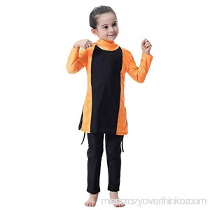 M&A Muslim Swimwear for Girls Kids Burkini Modest Hijab Swimsuits Orange B07N87TQFT